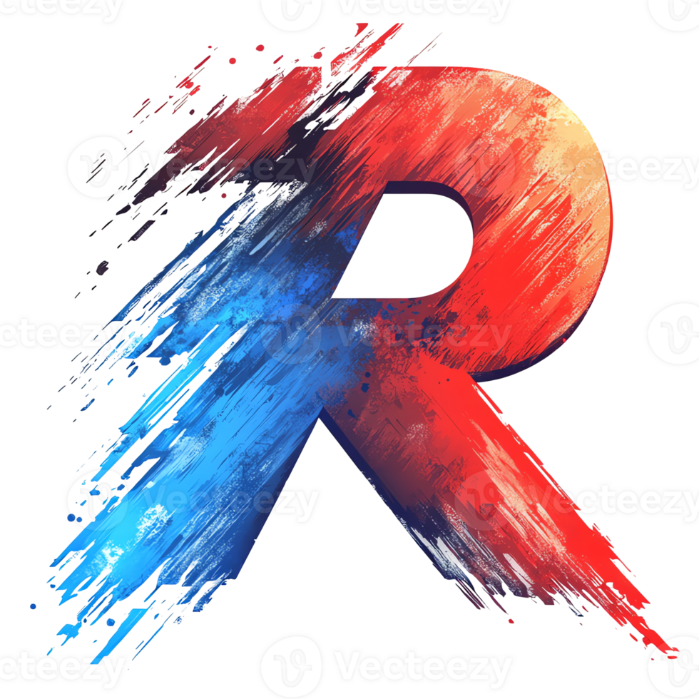 Abstract Illustration - Dynamic Letter R in Red and Blue png