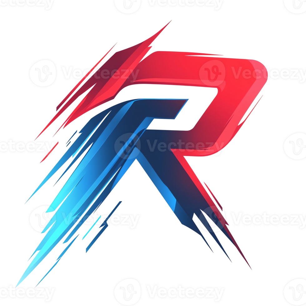 Stylish red and blue gradient letter r logo on transparent background png