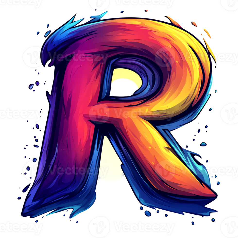 Illustration Colorful Abstract Letter R Design png