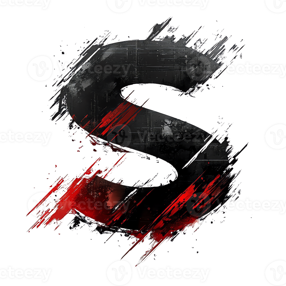 Illustration - Dynamic Letter S Abstract Design, Red and Black png