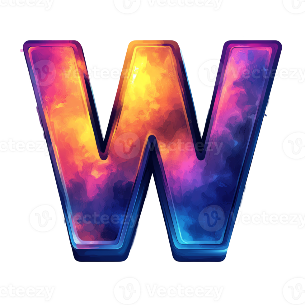 Illustration - Vibrant Letter W Abstract Art Design png