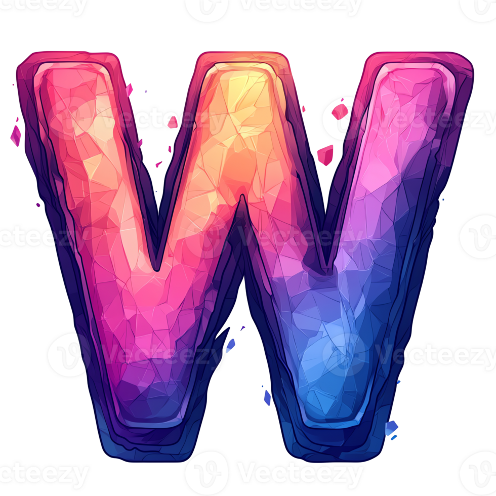 Illustration Abstract Letter W, Colorful, Vibrant, Geometric, 3D png