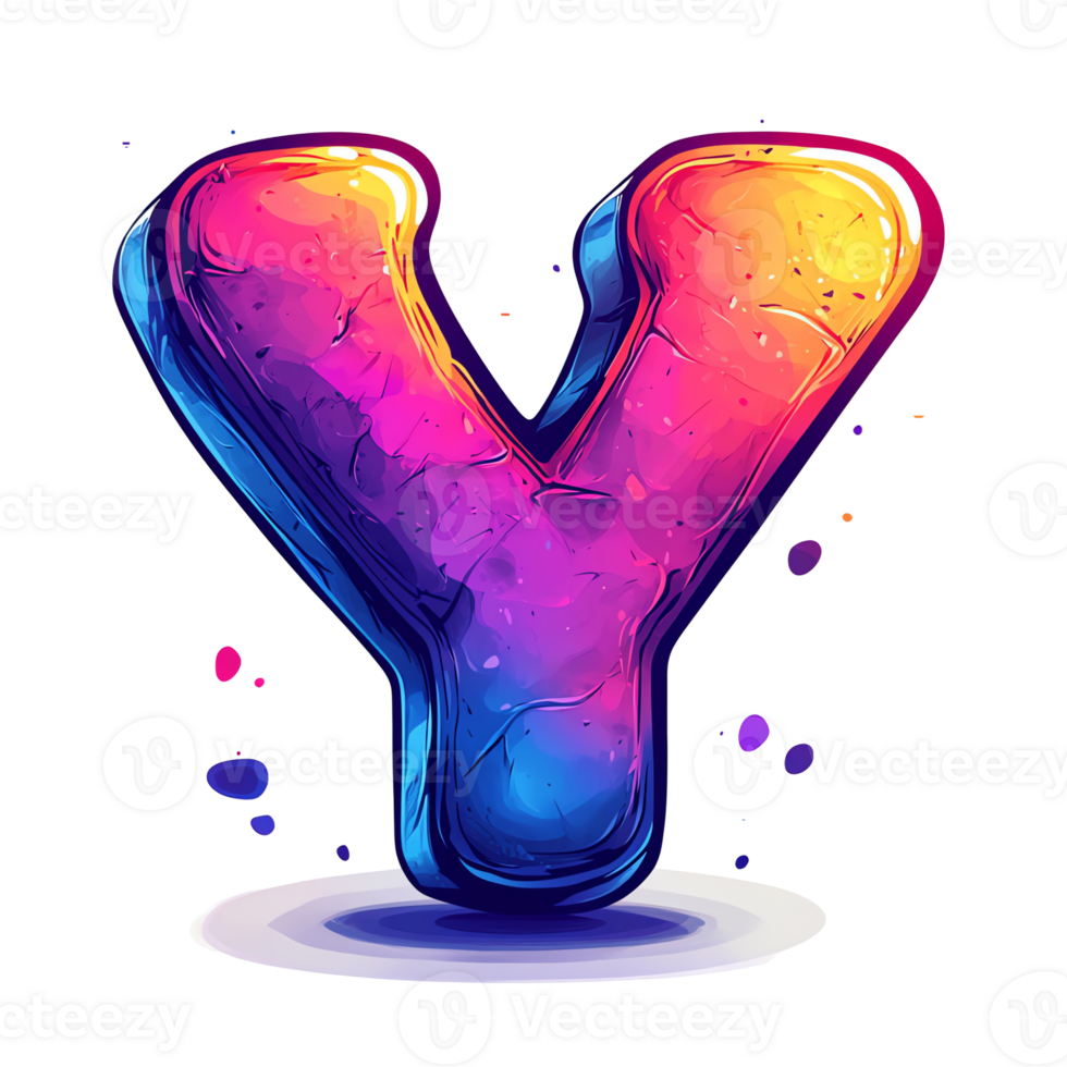 Illustration - Vibrant 3D Letter Y, Colorful, Gradient, Abstract Background, Graphic Resource png