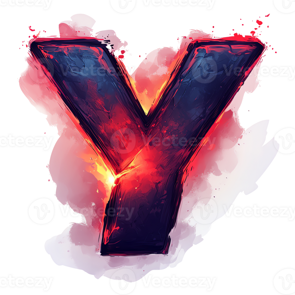 Illustration - Vibrant Letter Y Abstract Art with Red, Pink, and Purple png