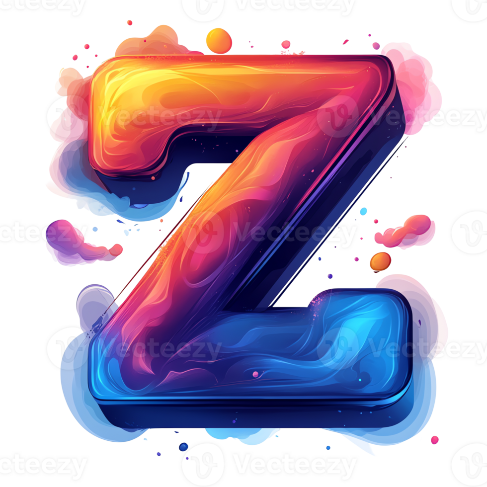 Illustration - 3D Letter Z, Colorful Abstract Background, Liquid Effect png