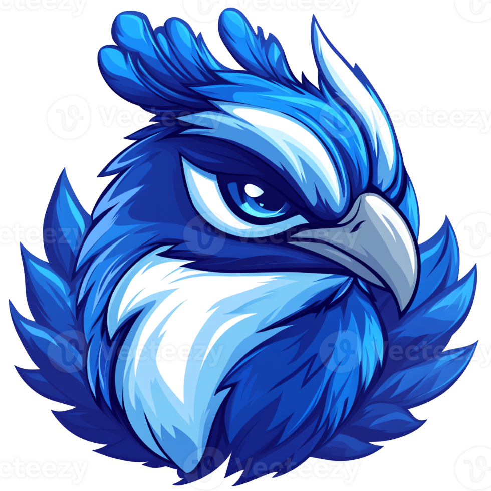Blue eagle head mascot logo on transparent background ideal for sports teams and wildlife enthusiasts png
