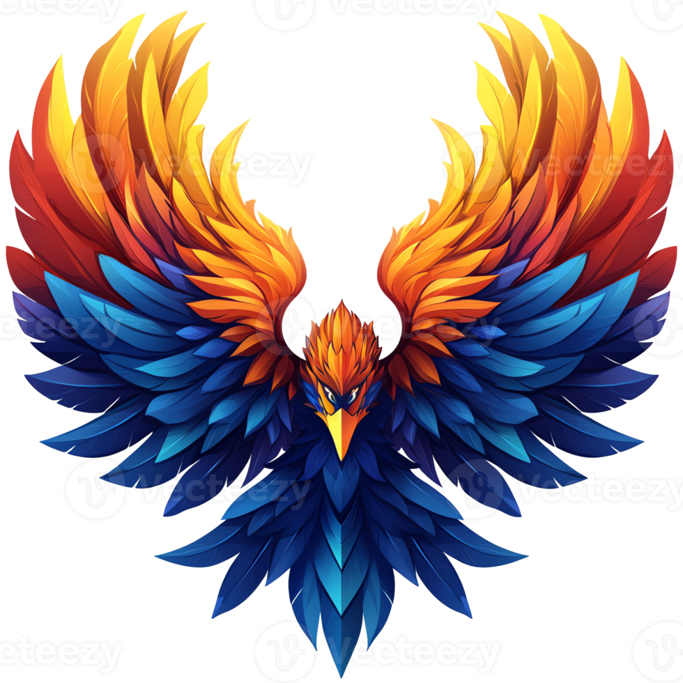 Illustration Majestic Mythical Bird, Colorful Wings, Fantasy Art png