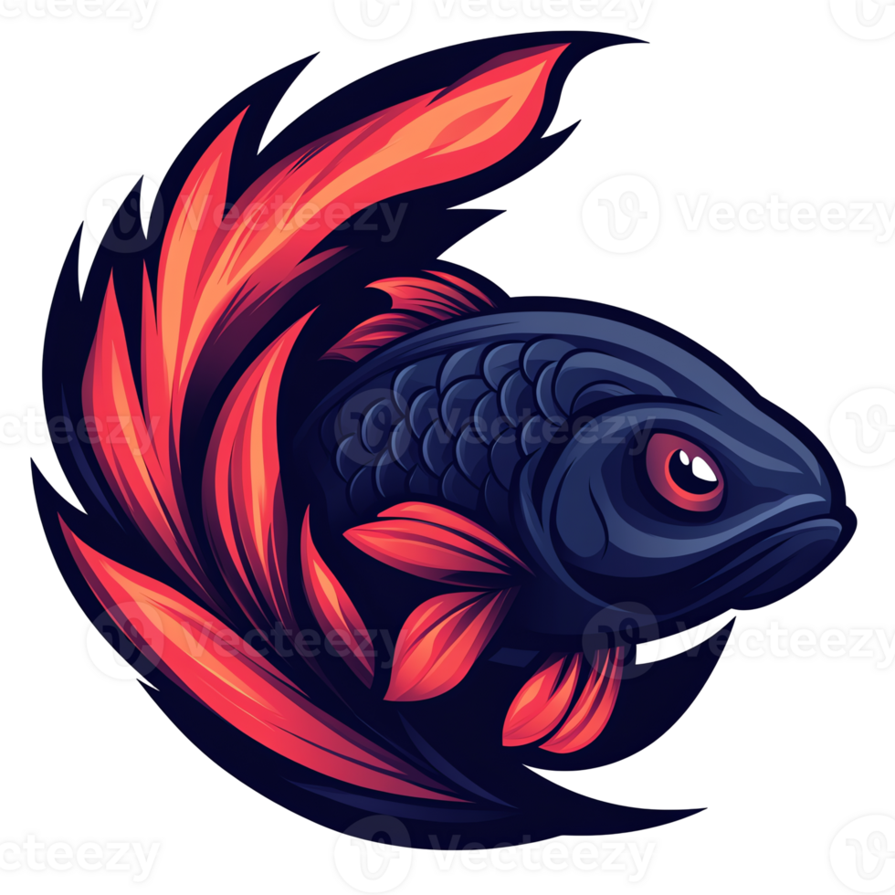 A stunning stylized koi fish illustration on a transparent background for artistic designs and projects png
