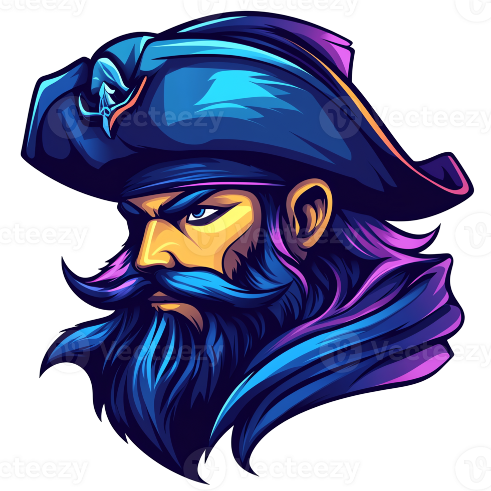 Stylized pirate captain portrait on transparent background a digital illustration of a fearsome buccaneer png
