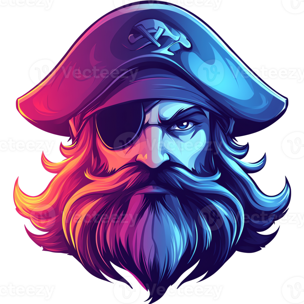Fierce pirate captain logo a vibrant and bold design on transparent background png
