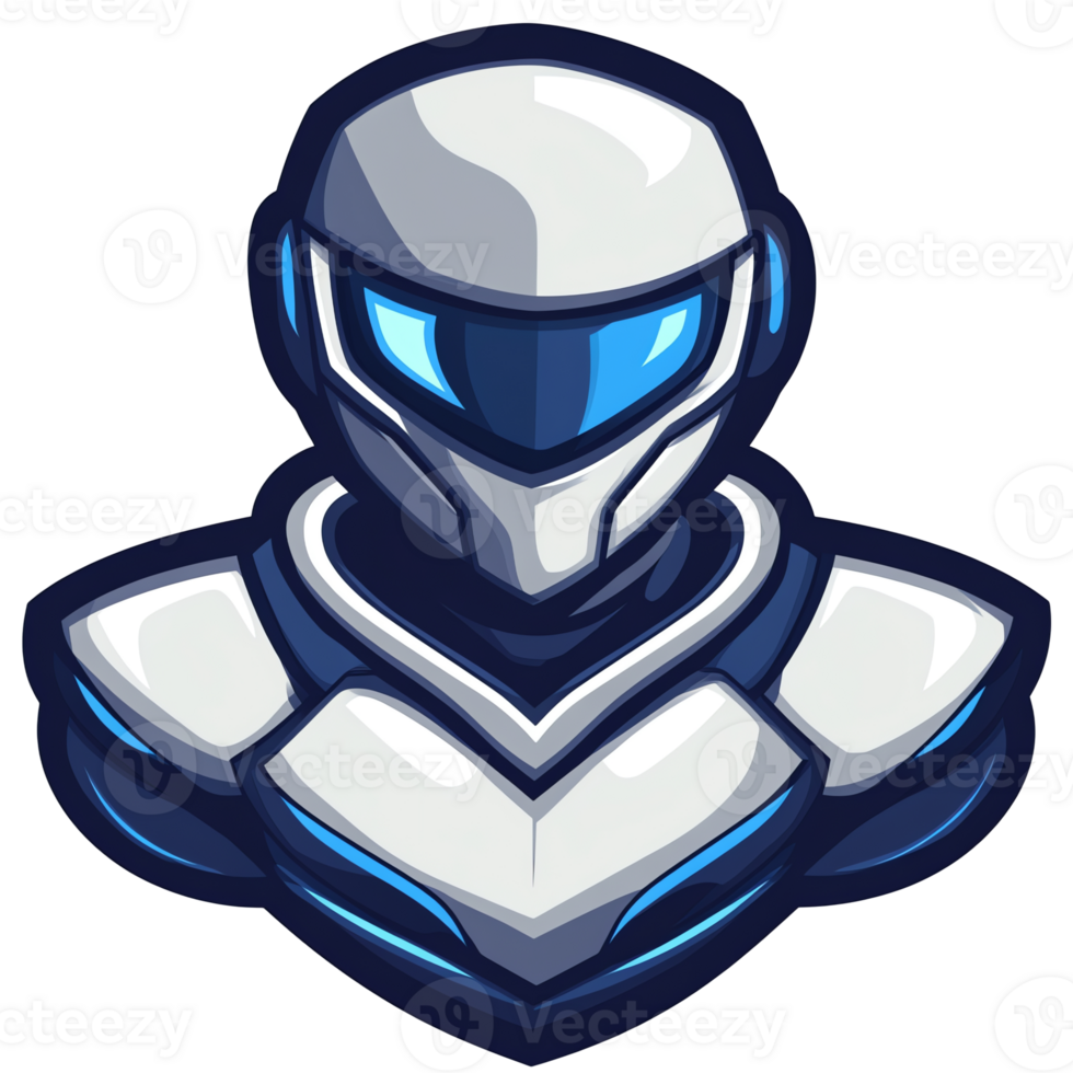 Futuristic robot logo design on transparent background a modern and stylish gaming icon png