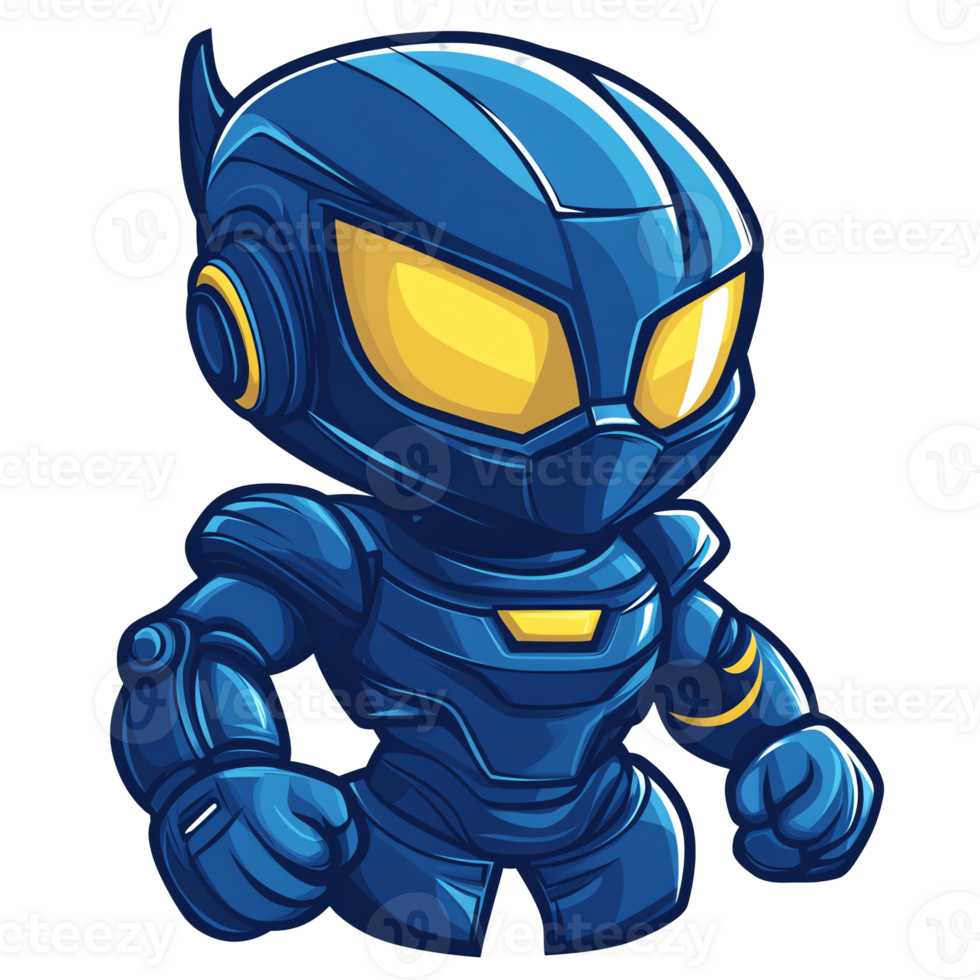 Chibi blue beetle in fighting pose on transparent background with shadow between 100 and 200 characters png