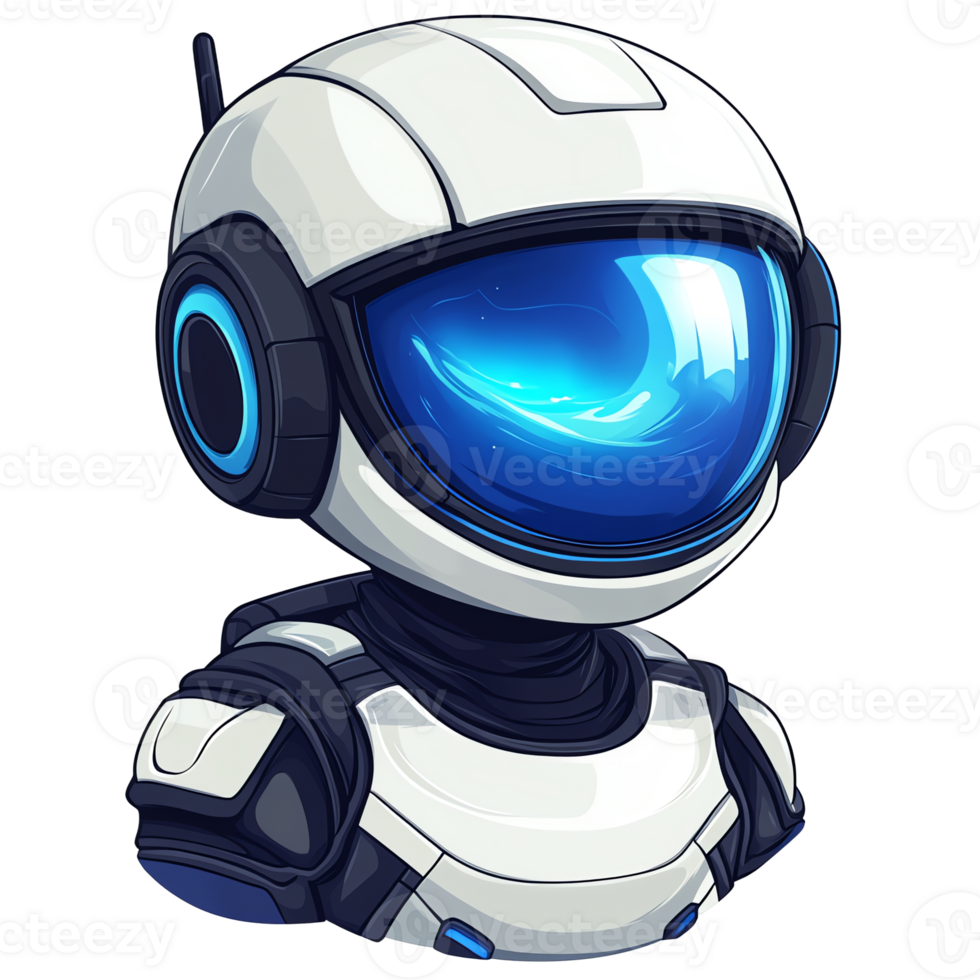 Cute small futuristic robot on transparent background ai powered digital character png