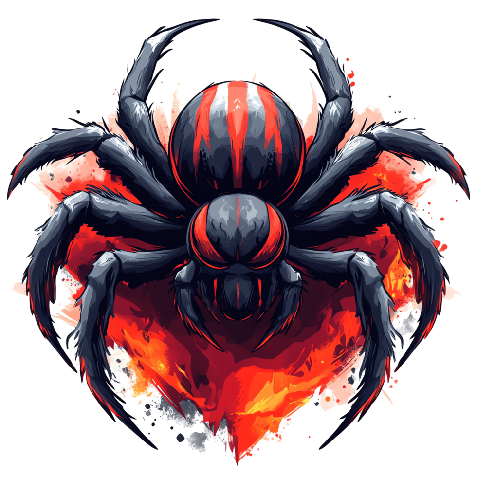 Fiery spider emblem a striking illustration on a transparent background ideal for logos designs and more png