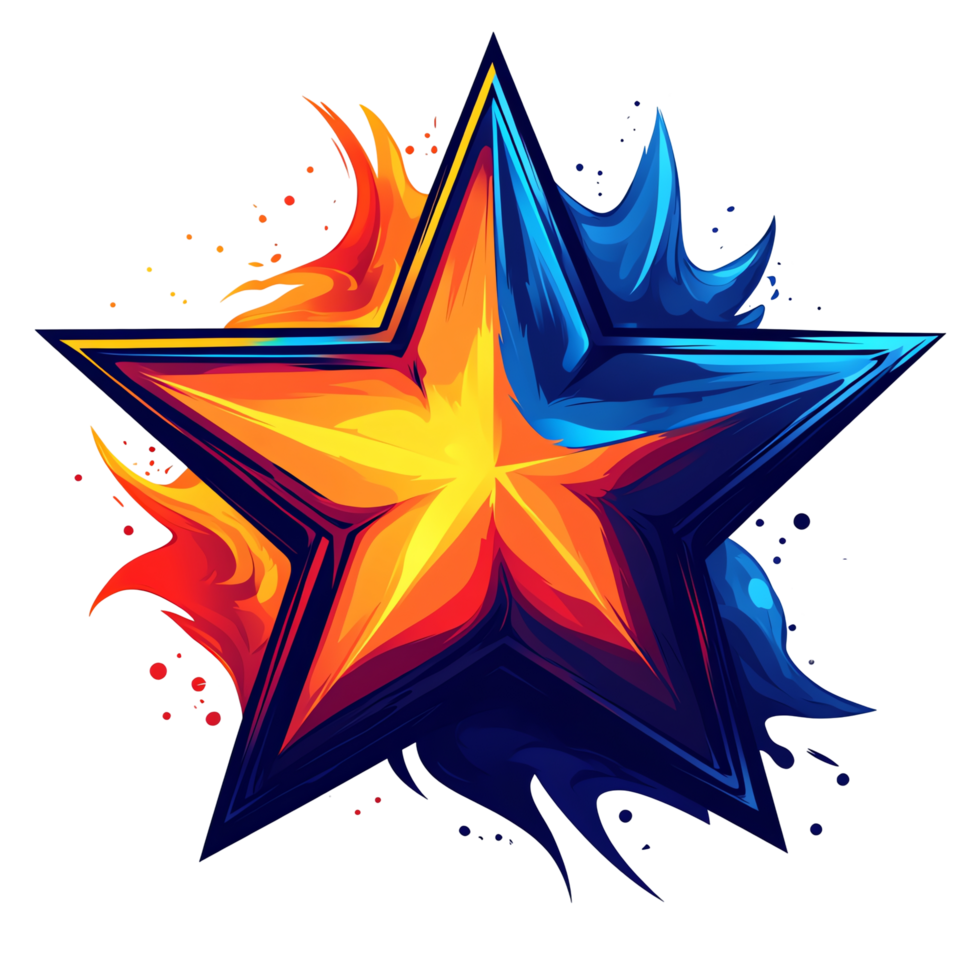Dual element star a harmonious blend of fire and ice shining brightly on a transparent canvas png