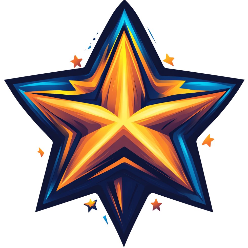 Illustration - Glowing Star with Small Stars Background png