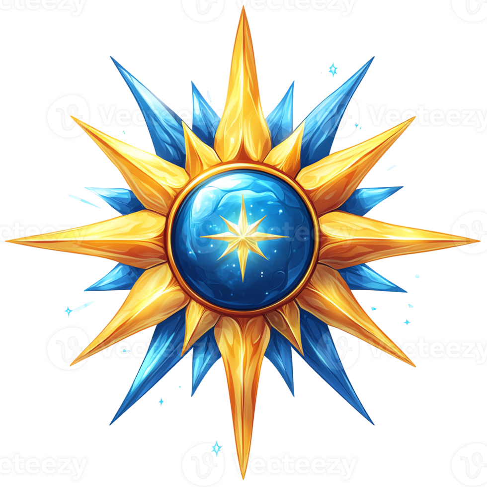Radiant starburst emblem a glowing fantasy symbol on transparent background png