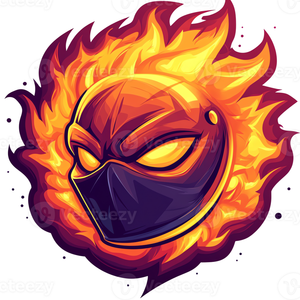 Illustration - Fiery Masked Figure with Intense Gaze png