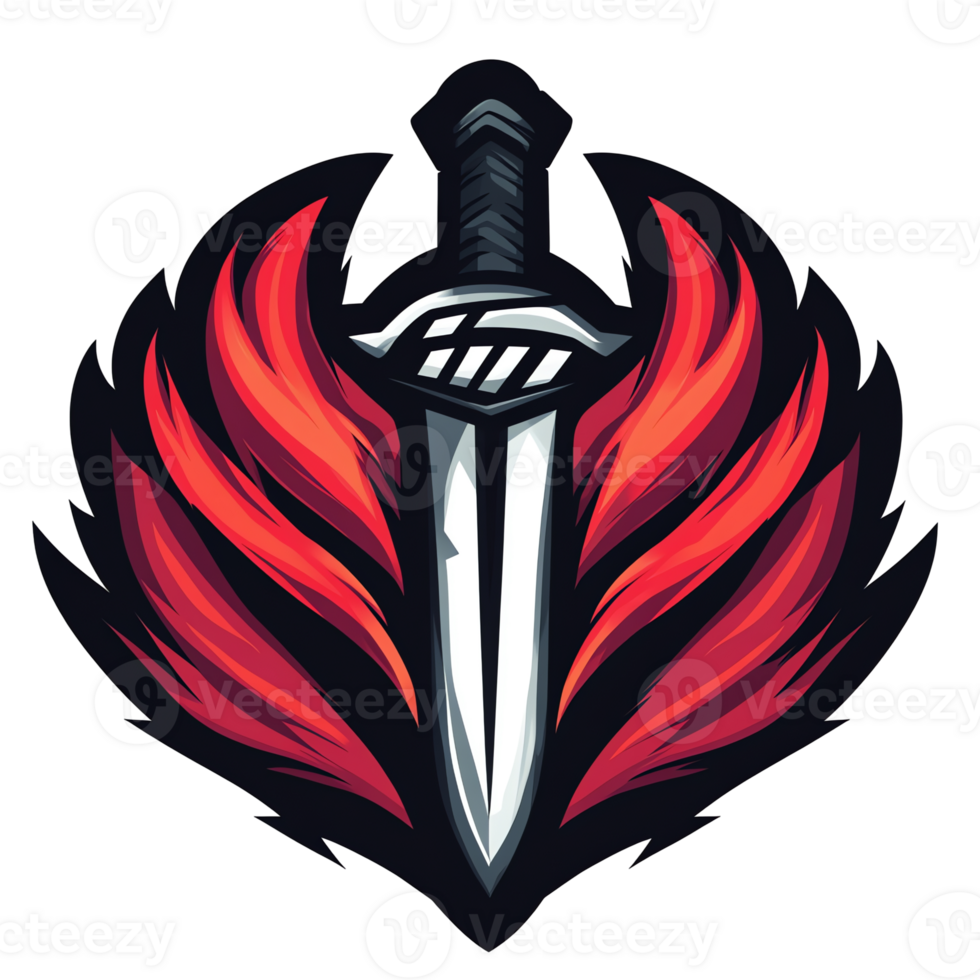 Winged dagger emblem a symbol of power and justice on transparent background png