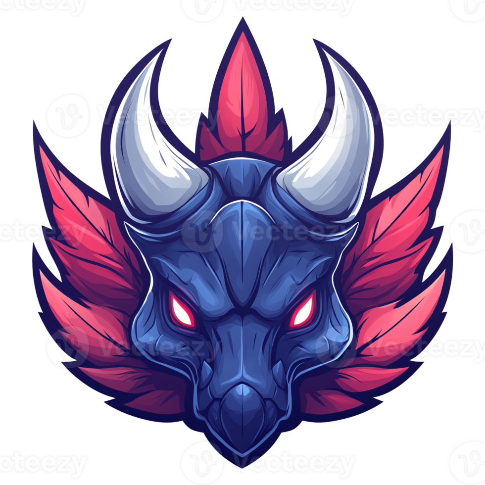 Fierce stylized dragon head logo on transparent background a powerful symbol of strength and legend png