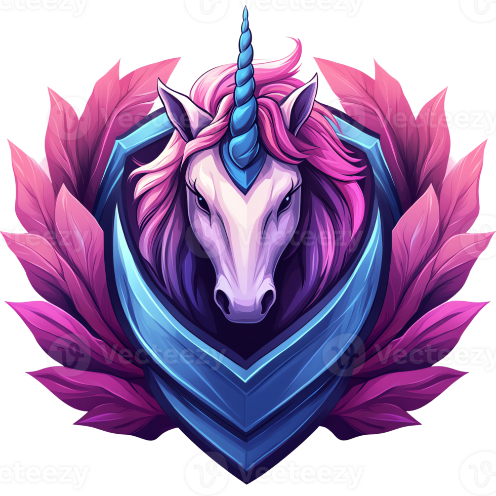 Majestic unicorn badge fantasy creature emblem on transparent background png