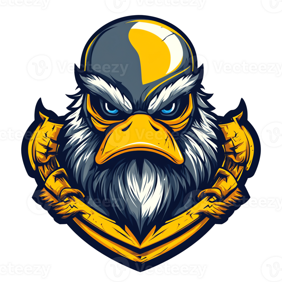 Fierce duck mascot logo with skull details on transparent background for esports and gaming teams png