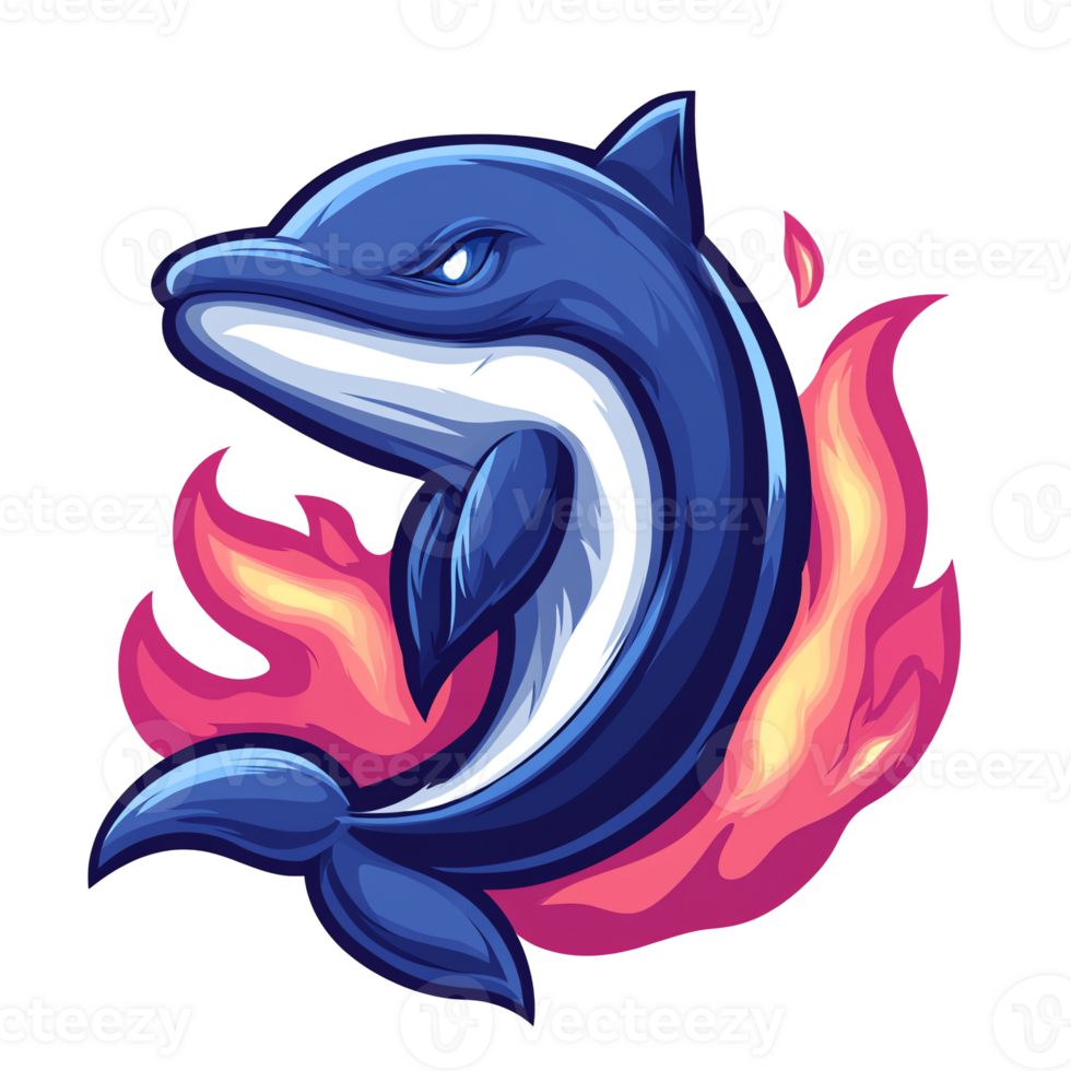 Fiery dolphin leap a vibrant illustration on transparent background png