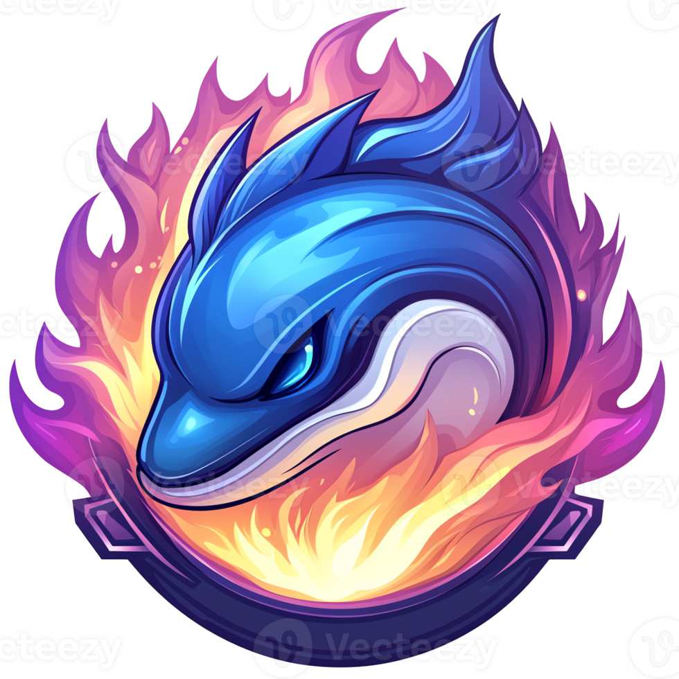 Fierce flaming dolphin logo a league of legends inspired design on transparent background png