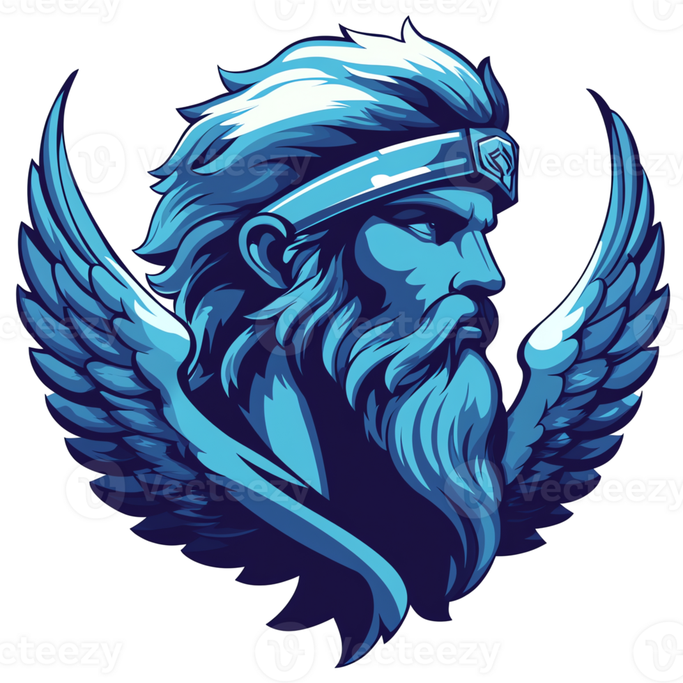 Majestic blue winged god illustration on transparent background a symbol of myth and power png