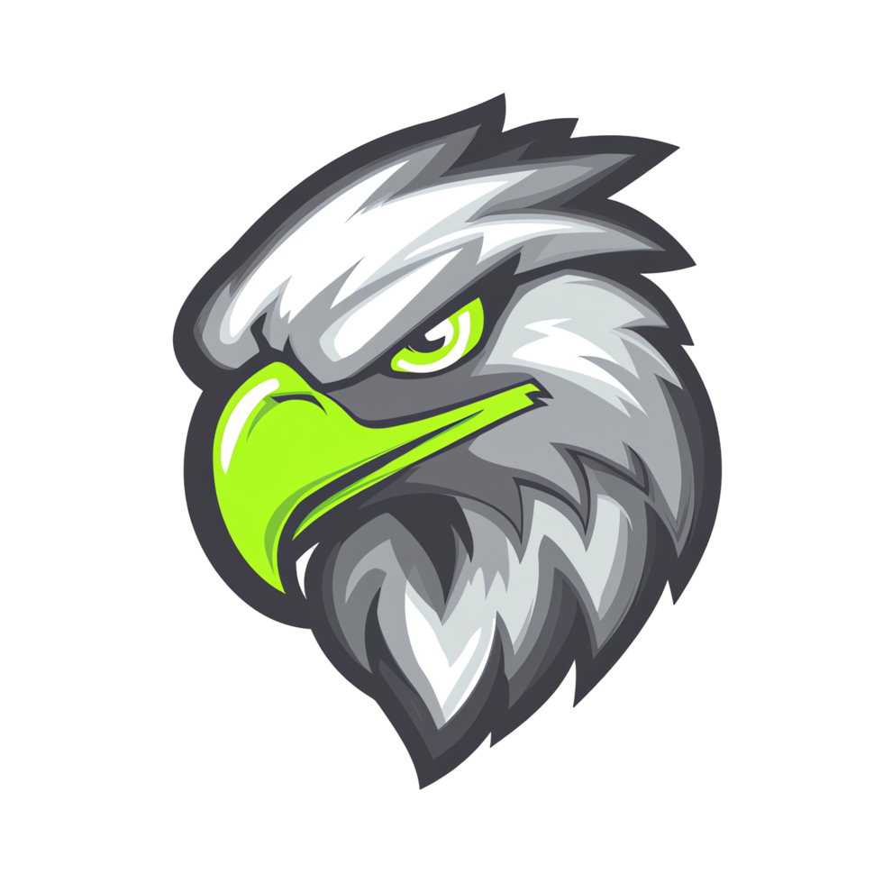 Aggressive eagle head graphic on transparent background png