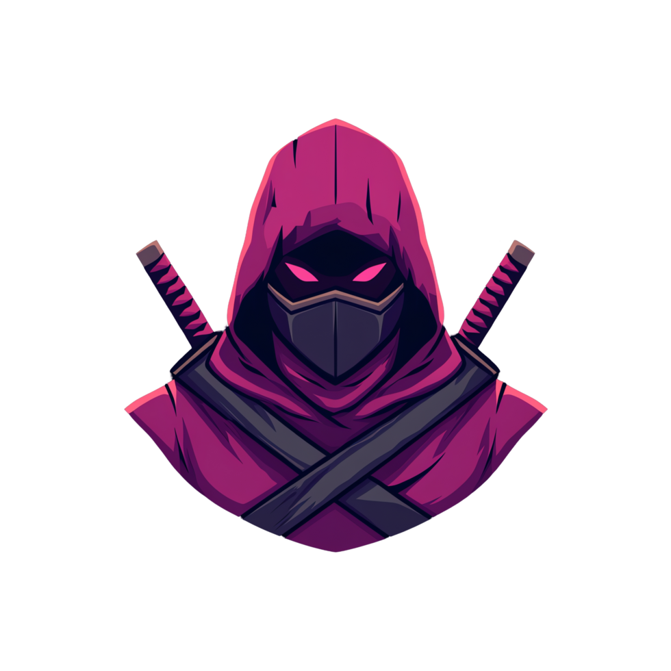 Mysterious ninja warrior logo design on transparent background for gaming png