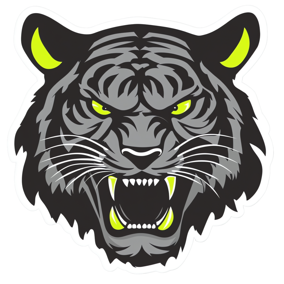 Fierce tiger head with glowing eyes on transparent background a powerful and menacing illustration png
