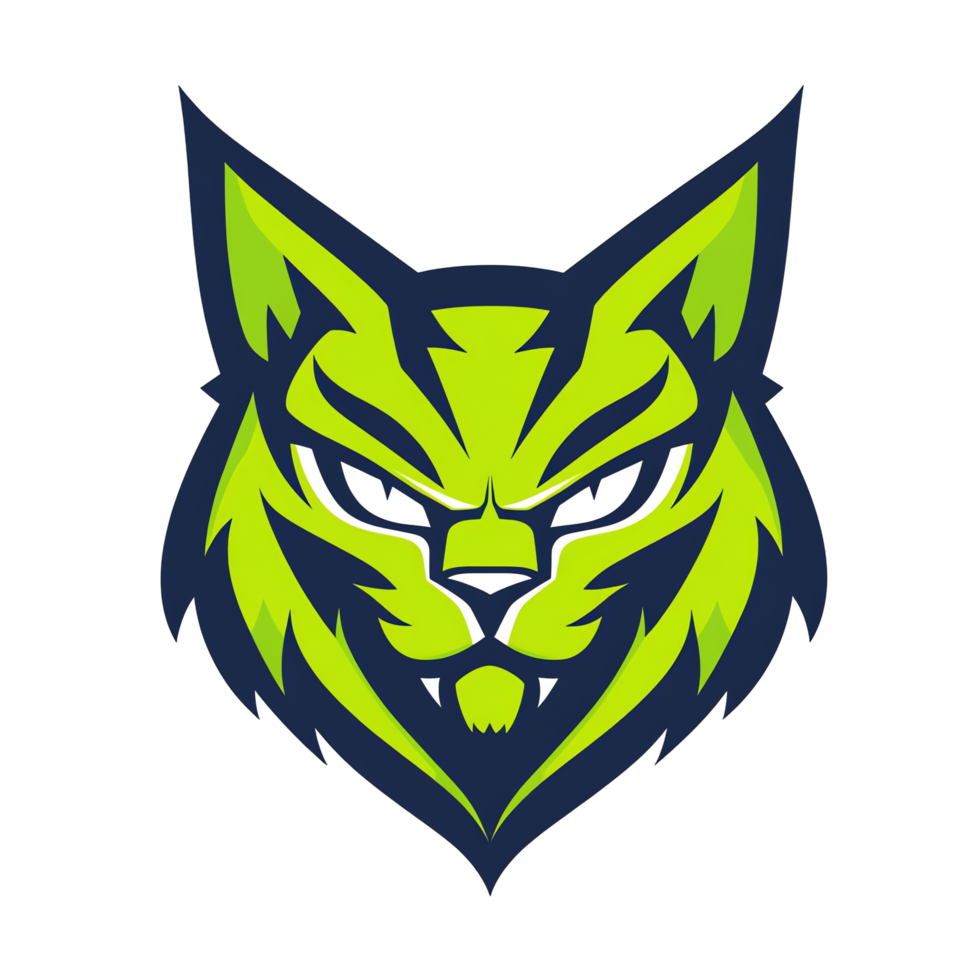 Aggressive feline logo on transparent background png