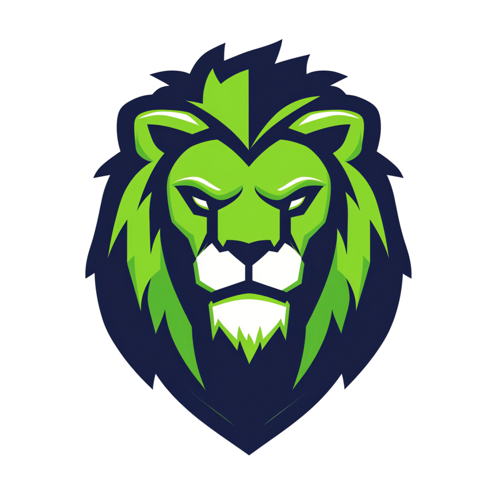 Fierce green lion logo design on transparent background for powerful branding png