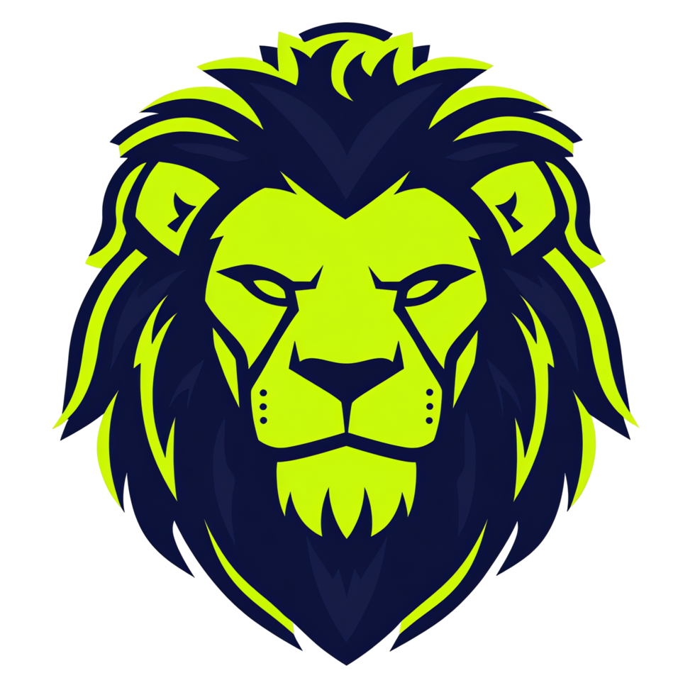 Majestic lion head with vibrant green mane on transparent background perfect for logos designs and more png