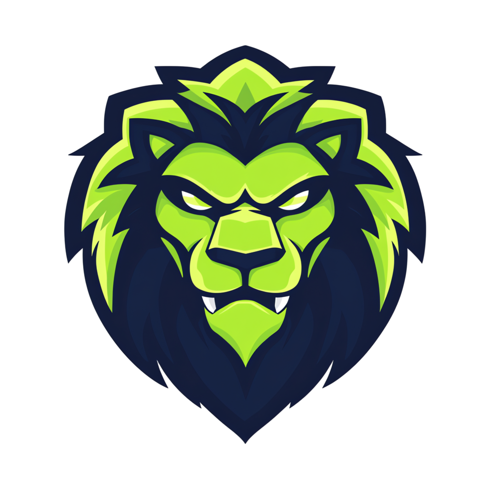 Vibrant lion head emblem a modern and bold design for logos and digital art on transparent background png