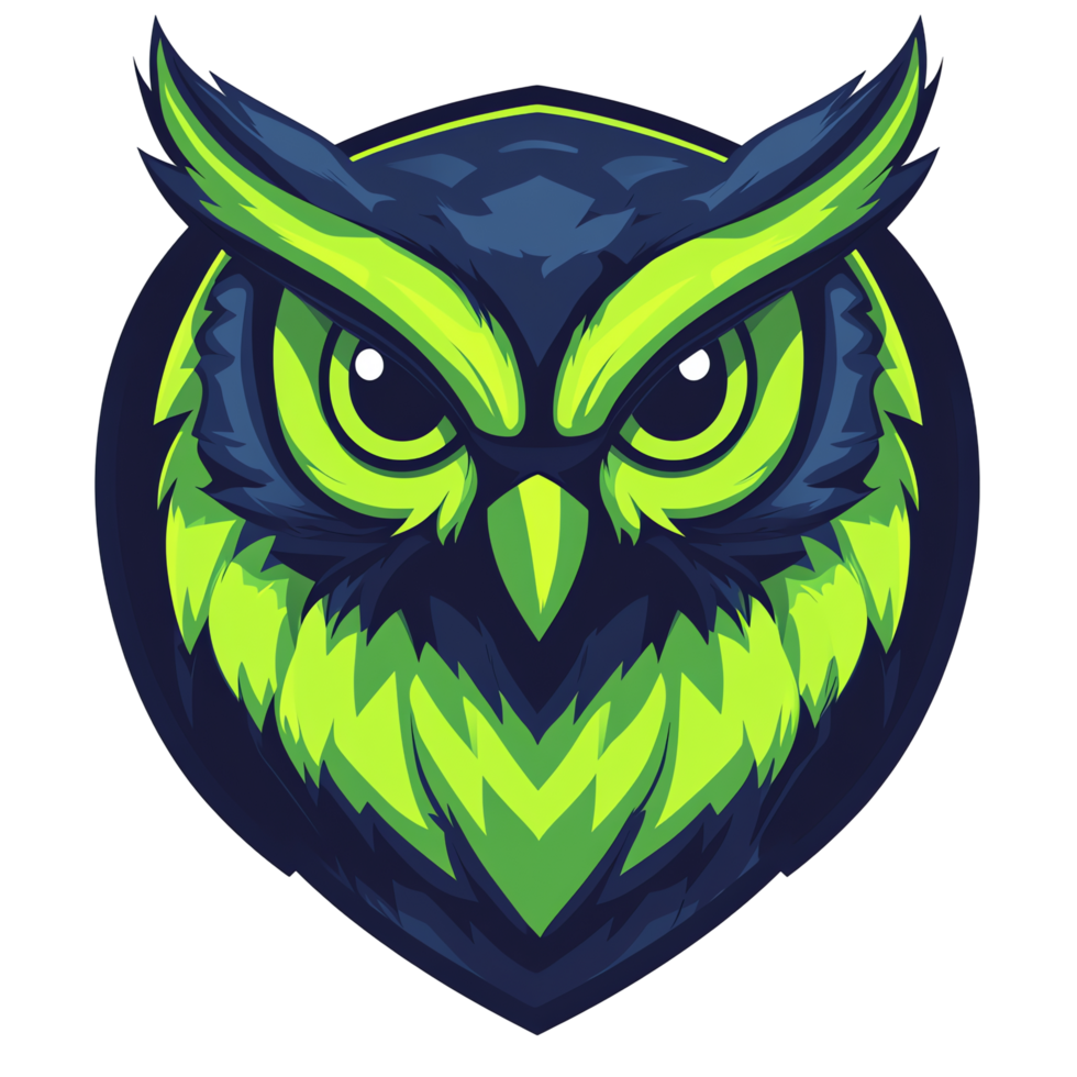 Fierce green owl logo on transparent background a graphic design png