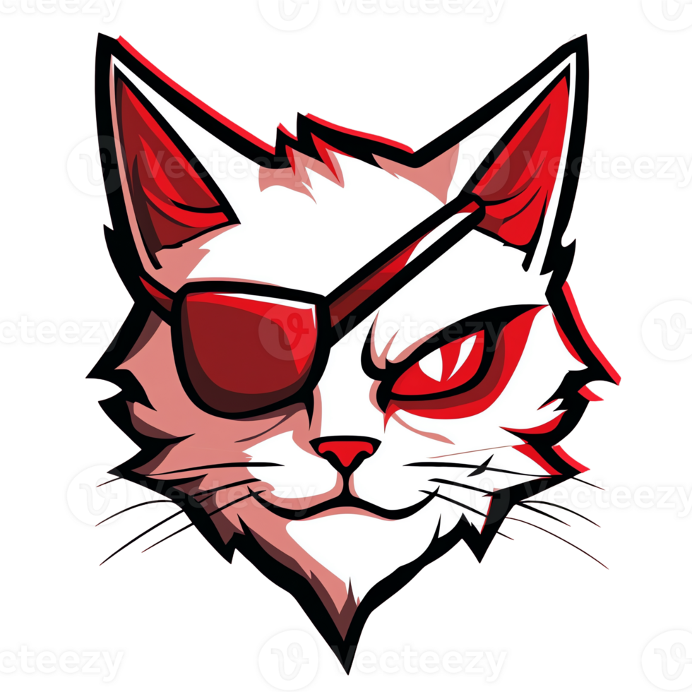 A pirate cat with a mean look on transparent background png