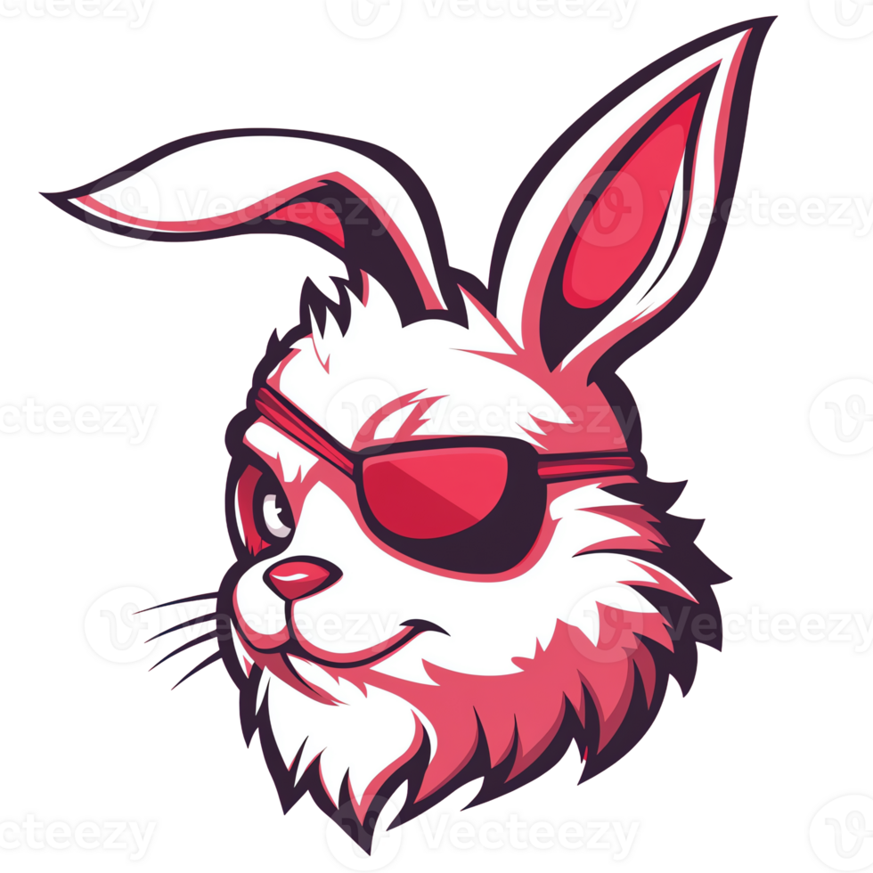 Cool white rabbit with sunglasses on transparent background a stylish illustration png