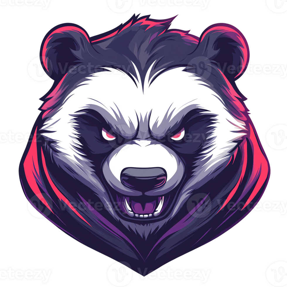 Fierce panda logo a powerful symbol of strength and resilience on transparent background png