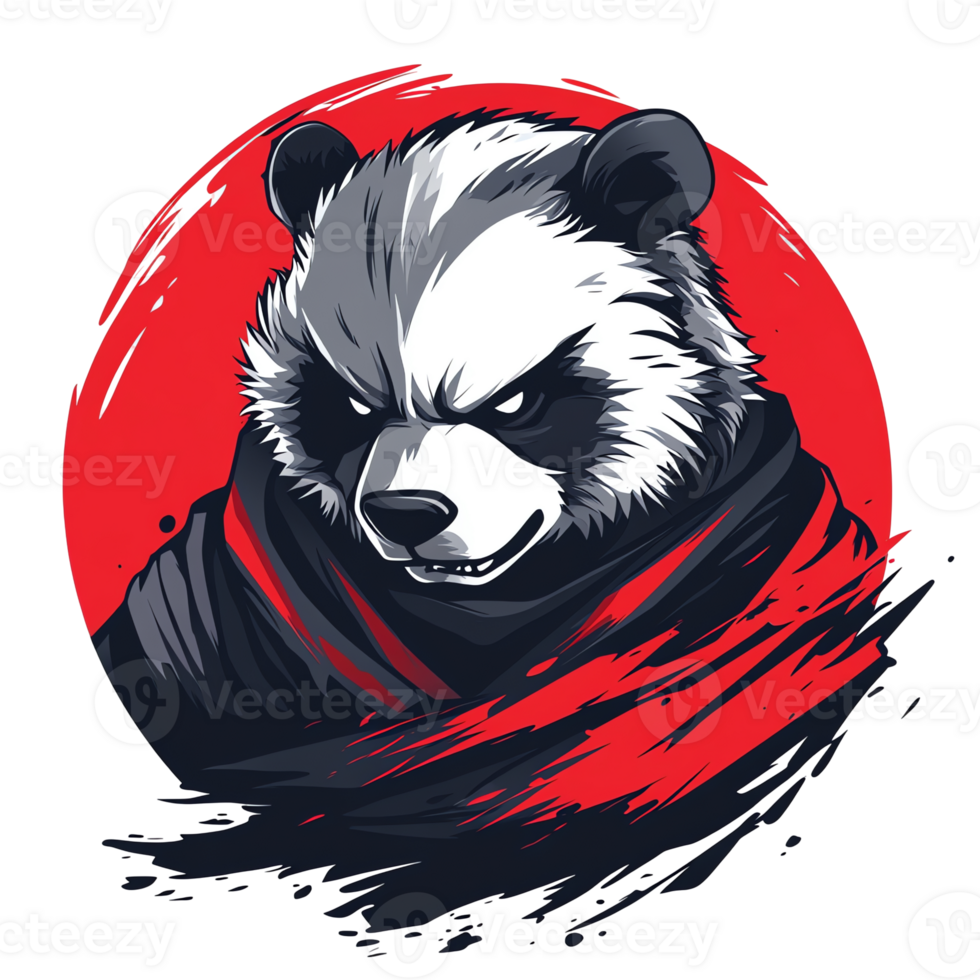 Fearless panda warrior a majestic illustration on transparent background png