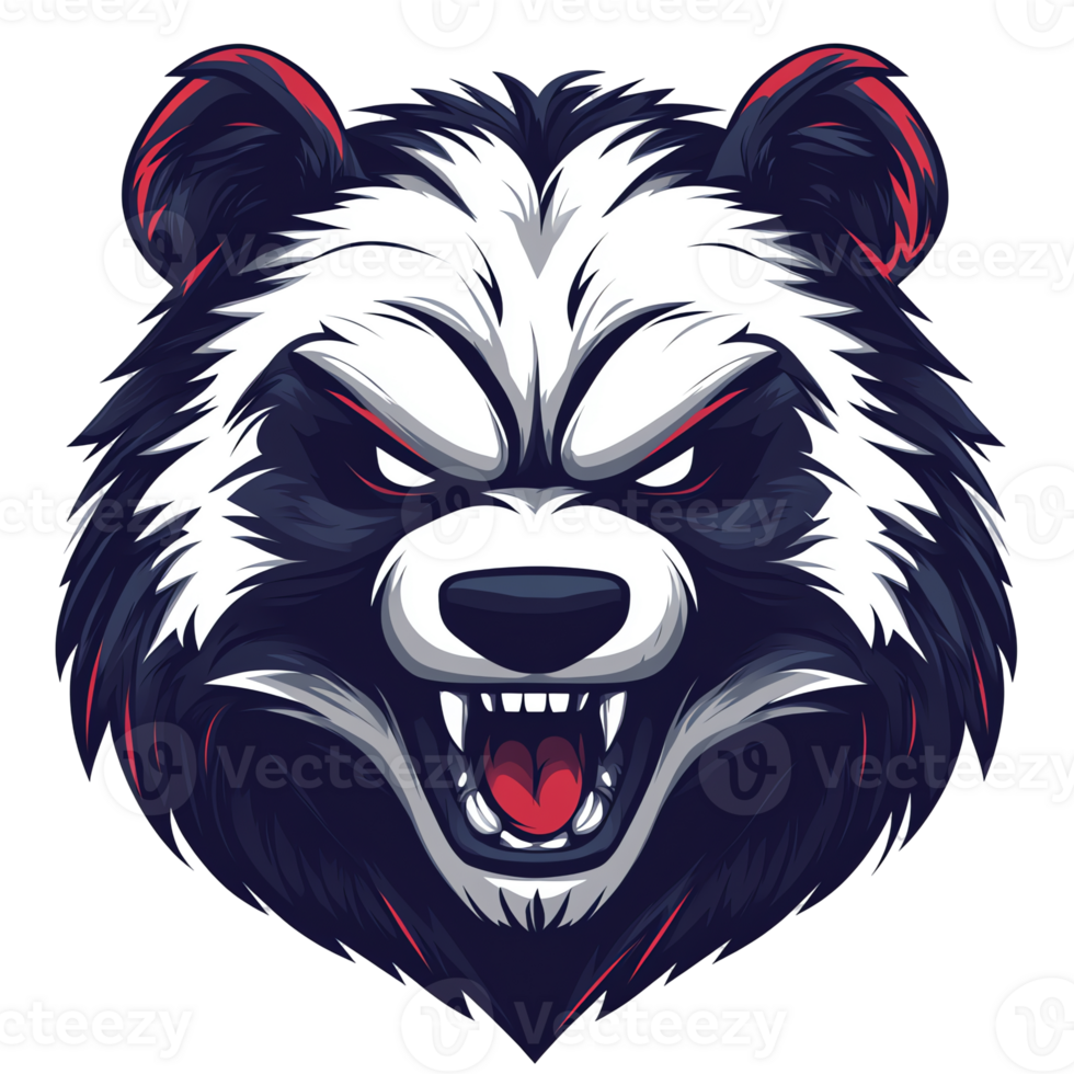 Angry panda head graphic design on transparent background png