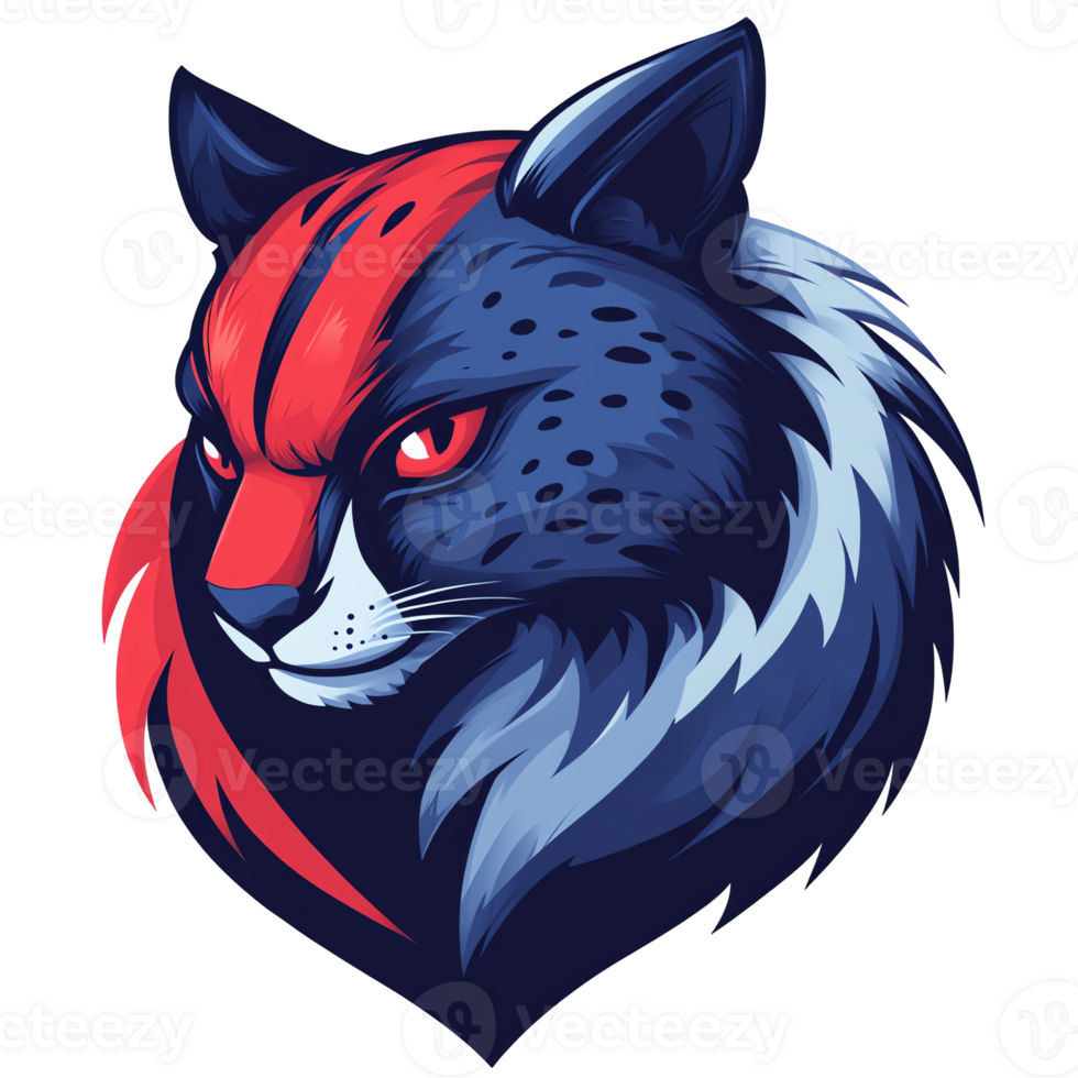 Fierce stylized cheetah head illustration on transparent background png