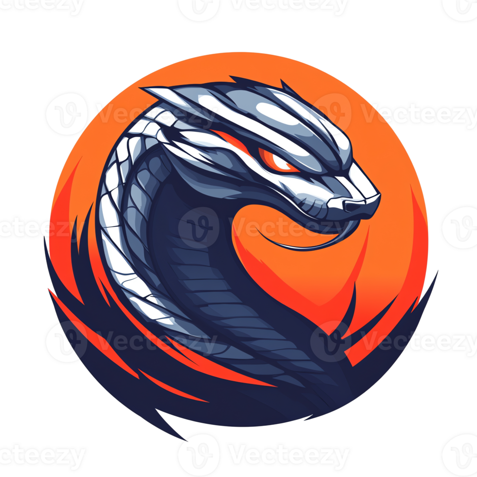 Metallic snake logo design on transparent background a powerful and fierce symbol for modern branding png