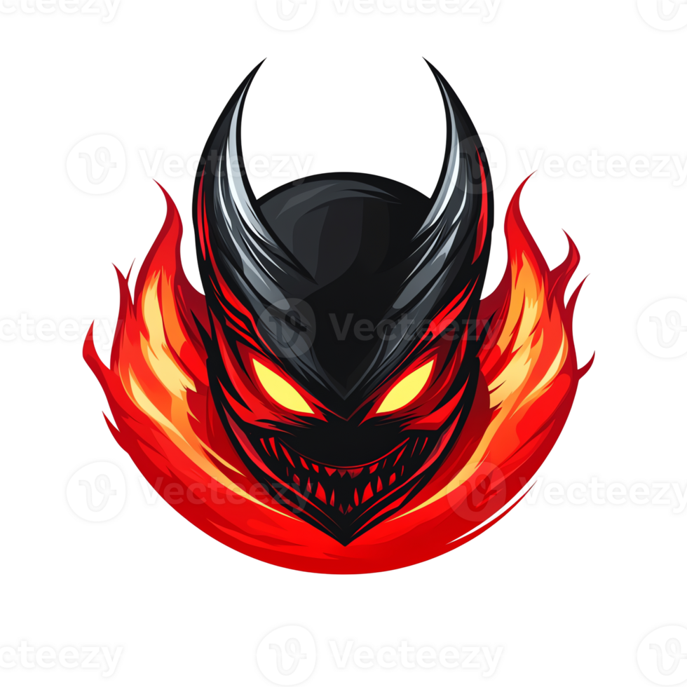 Fiery devil skull illustration on transparent background for graphic design projects png