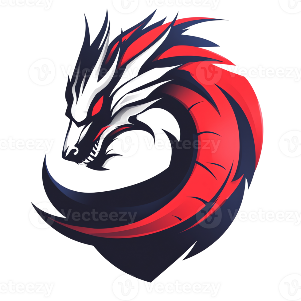 Fierce red and black dragon logo on transparent background a powerful symbol of strength and majesty png