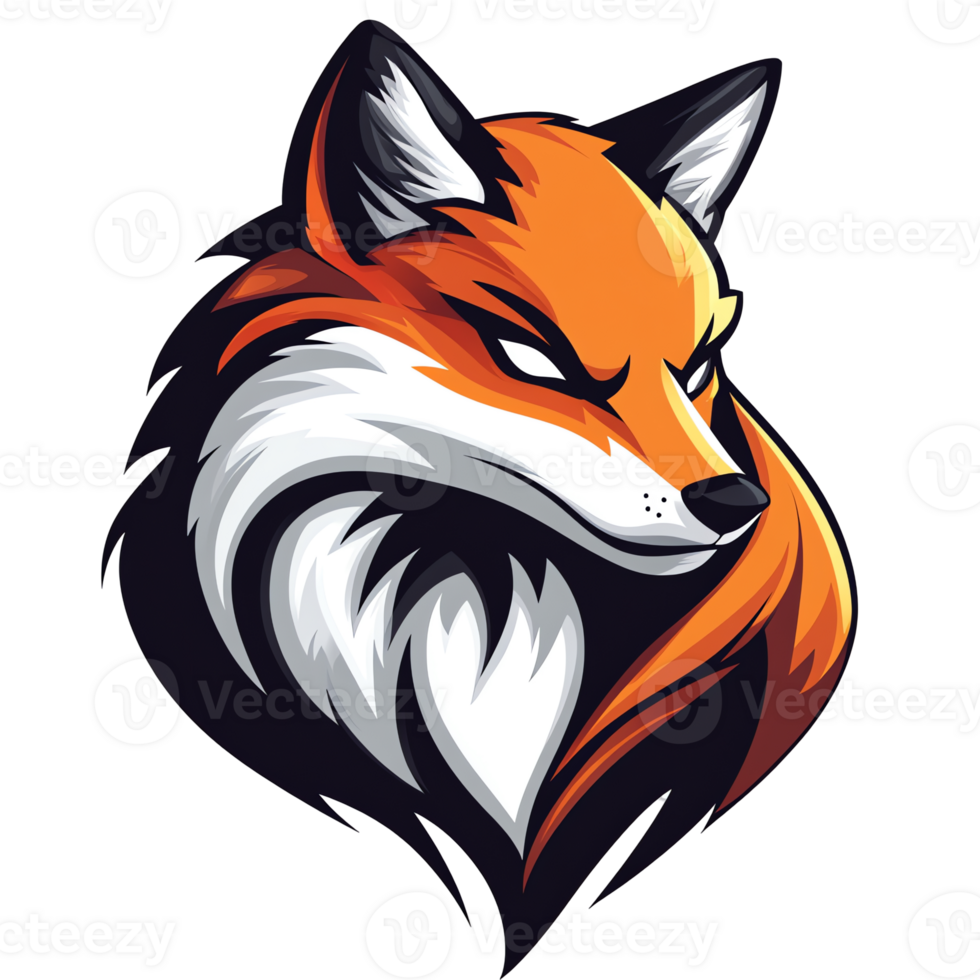 Fox head with glowing eyes illustration on transparent background for design projects and creative works png