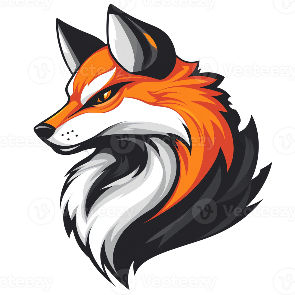 Awesome fox portrait on transparent background png
