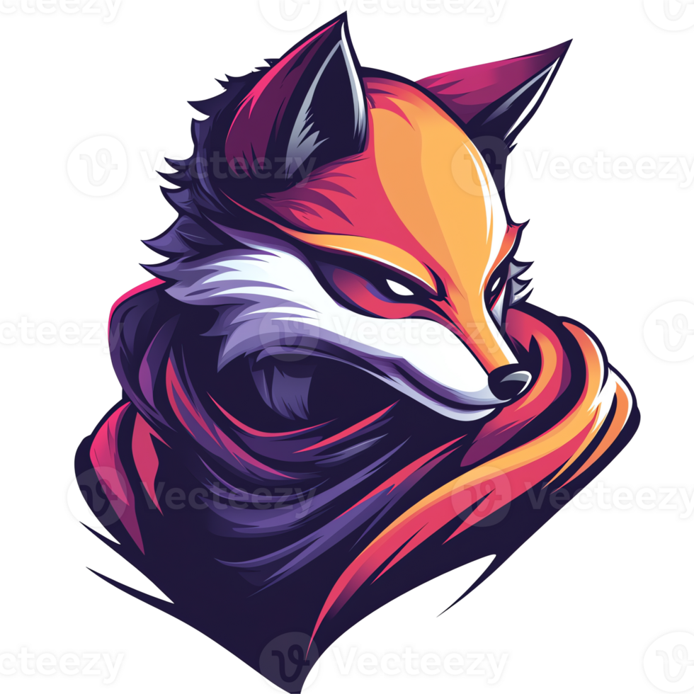 Majestic fox portrait on transparent background png