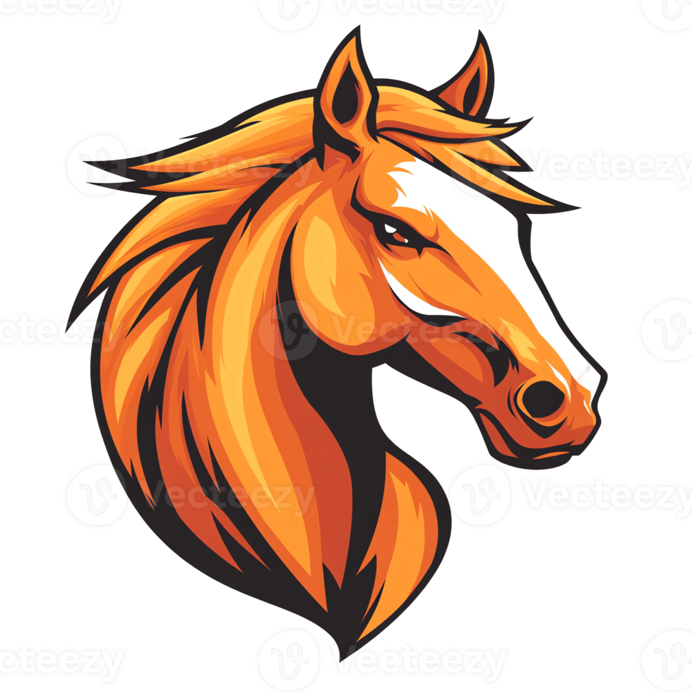 Bold horse head with fiery gradient on transparent background for versatile design applications png